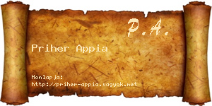 Priher Appia névjegykártya